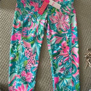 Lilly Pulitzer Pink and Blue Tropical Leggings luxetic XL